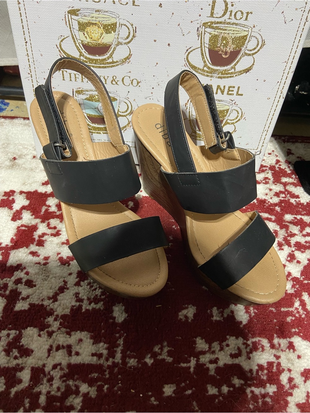 DIBA Women’s Black Wedge Sandals, Slingback